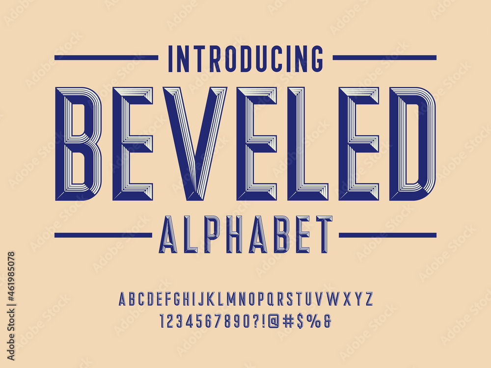 Poster chisel style alphabet design with uppercase, number and symbols