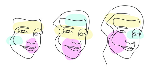 Face of woman. Abstract woman portrait. Modern linear portrait. Vector female face