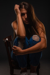 Making a serious face while posing