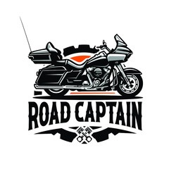 Road captain motorcycle, bike club emblem logo template