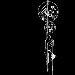 Abstract  geometric magical tattoo. Sacred geometric moon, mystic revelation arrows lines and mysticism harmony hand drawn vector illustration, zodiac 