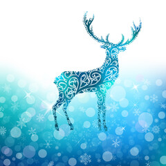 Christmas deer from patterns. Merry Christmas. Vector illustration