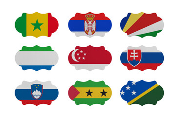 All world countries A-Z. Scrapbook labels pack. Part 18