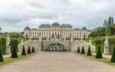 Garden and Belvedere Palace in Vienna, Austria