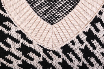 Sleeveless pullover close up. Wool sweater.