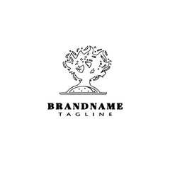 burning bush logo cartoon icon unique template black isolated vector illustration