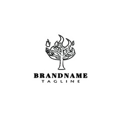 burning bush logo cartoon icon design shape black isolated vector illustration