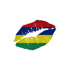 World countries. Lip print patriotic kiss- sublimation on white background. Mauritius