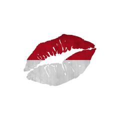 World countries. Lip print patriotic kiss- sublimation on white background. Monaco