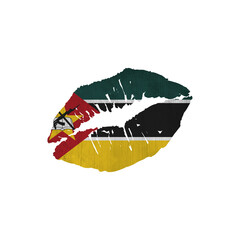 World countries. Lip print patriotic kiss- sublimation on white background. Mozambique