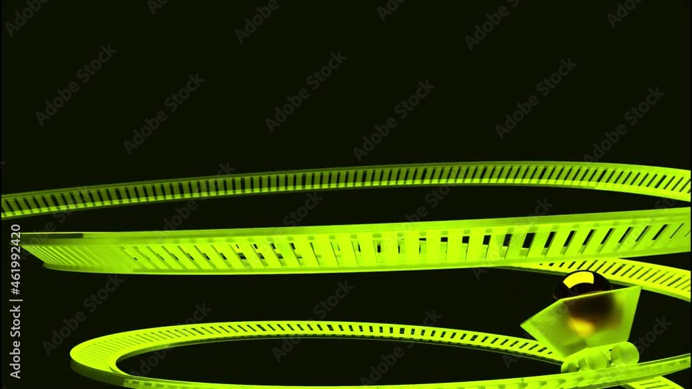Poster abstract green railroad and a small lonely wagon moving fast in the dark. design. animation with twi
