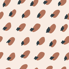 Abstract geometric seamless pattern scribble  brown and black  brush spots on a pastel background. Vector minimal hand drawn  illustration