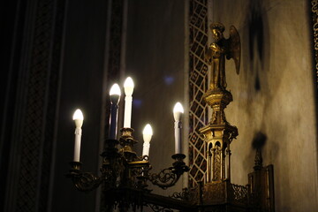 Prayer light inside Monreale Cathedral, Palermo, Sicily, Italy