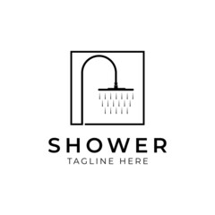 simple faucet shower plumbing logo. Shower icon or logo in modern line style