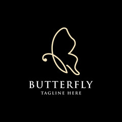 Flying Butterfly Logo with simple minimalist line art style