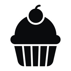 cup cake glyph icon, Merry Christmas and Happy New Year icons for web and mobile design.