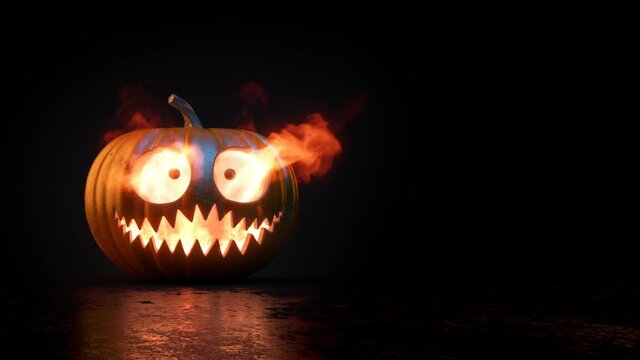 Halloween pumpkin jack-o head with fire eyes