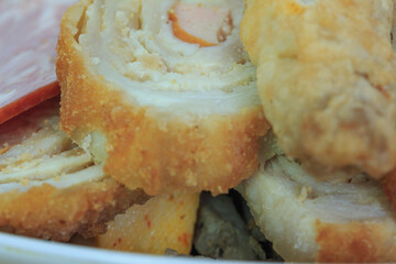 sliced piece of meatloaf macro