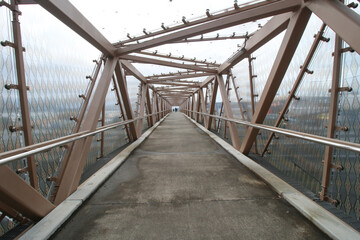 suspension bridge over the river