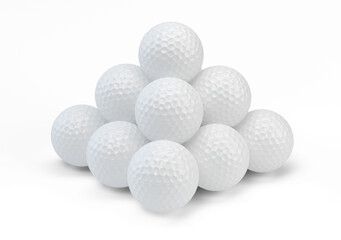 Golf balls isolated on white background. 3d rendering