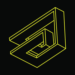 Impossible optical illusion shape. Optical art object. Impossible figure. Sacred geometry.