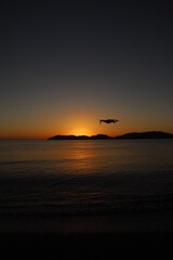 ドローンと山口県光市の七色の夕日　SDGs空から見たヒカリと輝き