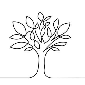 Abstract tree as line drawing on the white background. Vector