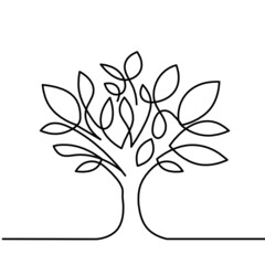 Abstract tree as line drawing on the white background. Vector