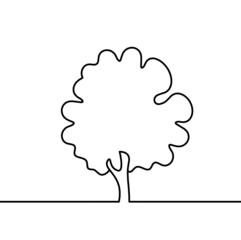 Abstract tree as line drawing on the white background. Vector