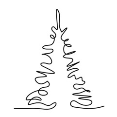 Abstract spruce tree as line drawing on the white background. Vector