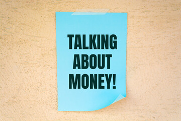 Talking About Money message text written on a sticker