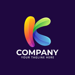 Obraz premium letter K colorful abstract logo