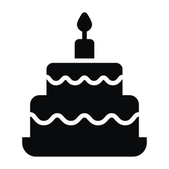 cake glyph icon, Merry Christmas and Happy New Year icons for web and mobile design.