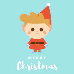 Cute Gnome vector illustration with Christmas holidays theme. Gnome wearing Santa hat and cloth.