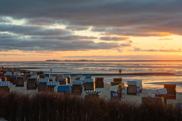 Beach Sunset Sonnenuntergang Cuxhaven Strand Wattenmeer Strandkorb