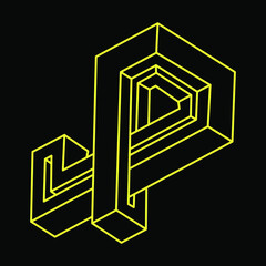 Impossible shape, optical illusion, vector. Optical art object. Geometric figures.