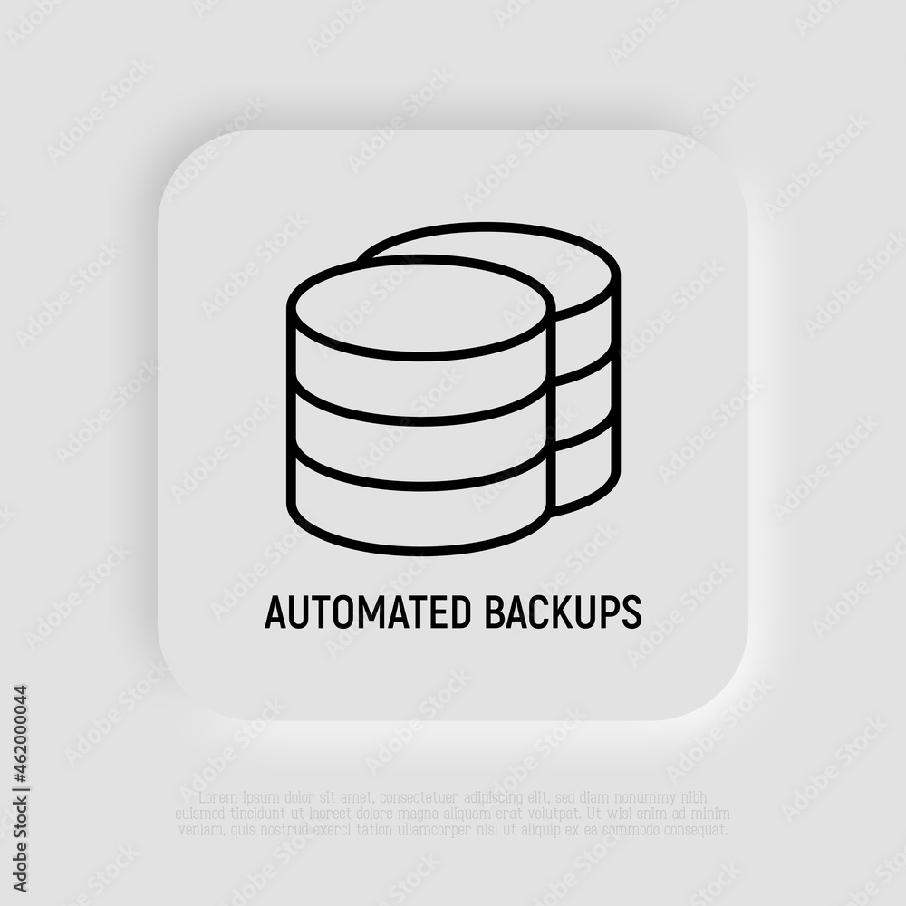 Poster automated backups thin line icon. modern vector illustration.