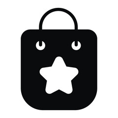 Shopping Bag glyph icon, Merry Christmas and Happy New Year icons for web and mobile design.