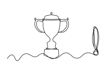 Abstract cup as continuous lines drawing on white as background. Vector
