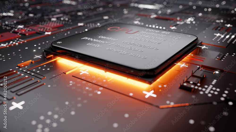 Poster abstract cpu with glow from below