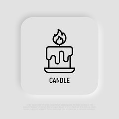 Candle thin line icon. Modern vector illustration.