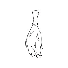 Sketch of a broom. Vector elements for Halloween design. Monochrome illustration.