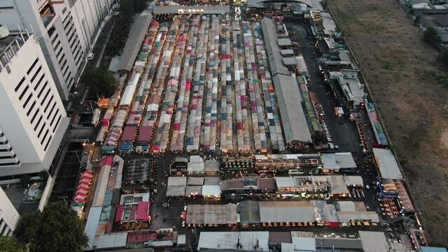 Chatuchak Weekend Market In Bangkok Thailand. 4K Shooting With Drone.