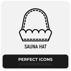 Sauna hat thin line icon. Modern vector illustration of SPA accessory.