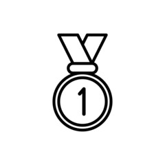 Medal thin line icon. Modern vector illustration of first place prize.