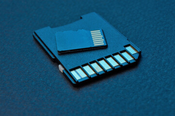 micro sd cards lie on a black background