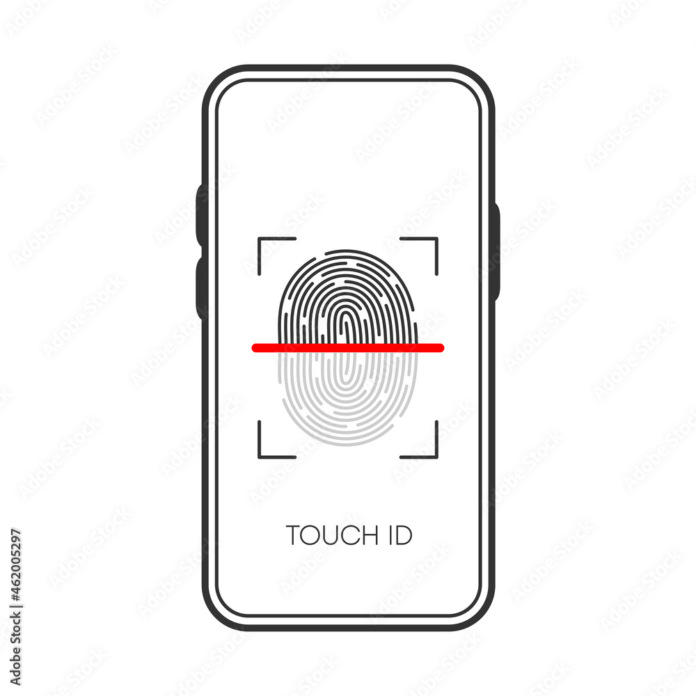 Aufkleber touch id vector icon isolated fingerprint design for app and smartphones. scanner icon. vector illus