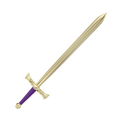 Golden sword isolated on white background