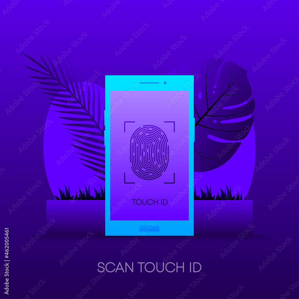 Aufkleber touch id vector icon isolated fingerprint design for app and smartphones. scanner icon. vector illus