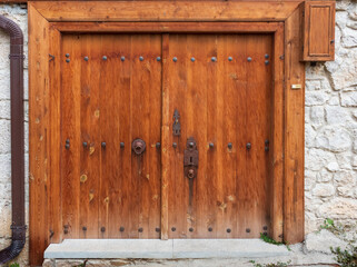 Wooden door detail in village house